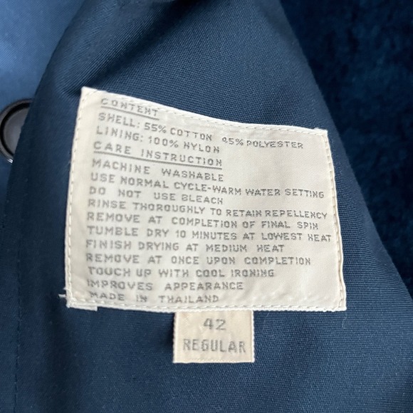 Misty Harbor Trench Coat Mens 42 Regular Blue Solid Double Breasted Belted - Picture 6 of 7